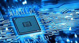 Integierter Mikrochip: Für dessen Herstellung sind hochreine Halbleiterchemikalien erforderlich.