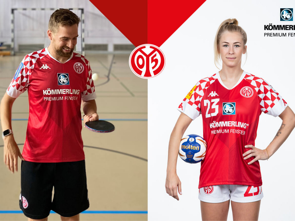 Handballtrikot und Tischtennistrikot von Mainz 05.