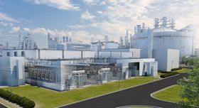 Darstellung der zukünftig am Standort der BASF in Ludwigshafen integrierten Wasserelektrolyse. Bild: Siemens Energy