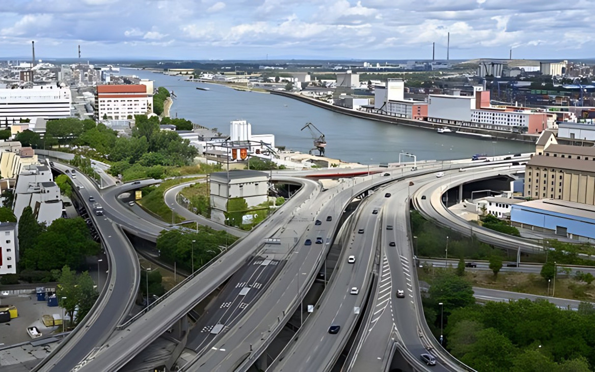Ludwigshafen am Rhein aus der Vogelperspektive.