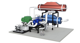 3D-Modell der geplanten Hochtemperaturwärmepumpe von BASF und MAN.