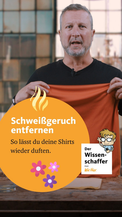 Bei den Temperaturen ist Schwitzen absolut normal... Unser Wissenschaffer verrät dir, wie du es schaffst, den unangenehmen Geruch wieder aus deiner Kleidung zu entfernen!