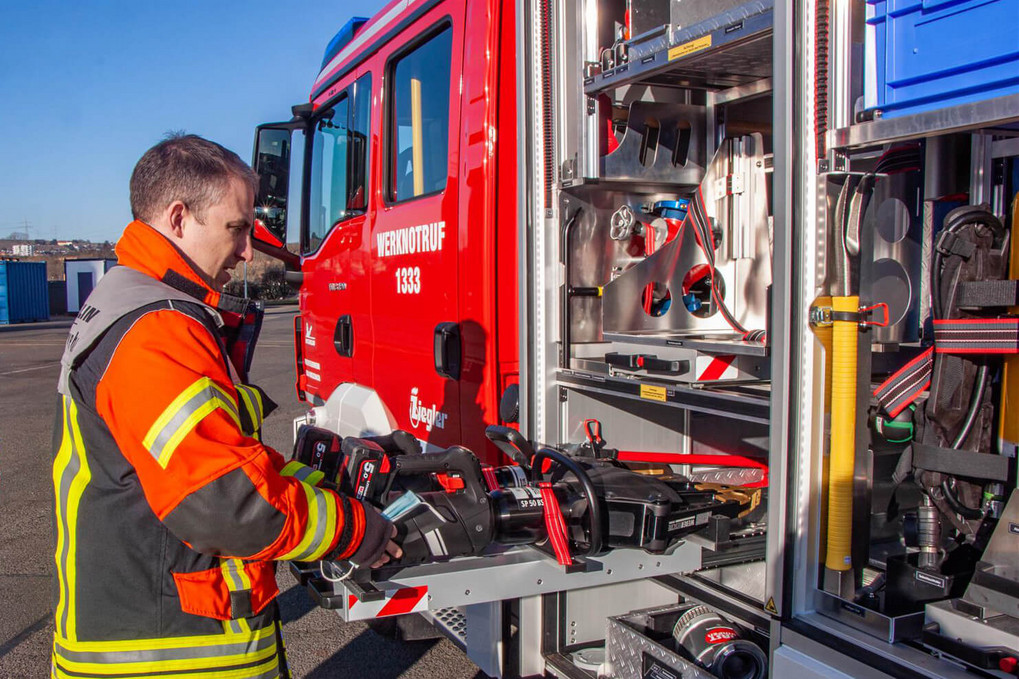 Das Equipment im neuen Fahrzeug der Michelin-Werkfeuerwehr Bad Kreuznach