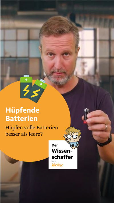 Batterien. Hüpfen volle Batterien ? besser als leere Batterien ? ? Und kann man so feststellen, welche noch verwendet werden können? Schaut’s Euch an. Unser erklärt es.