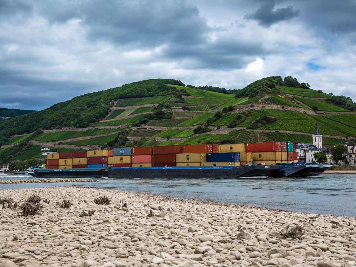 Containerschiffe: Warten auf die Rheinvertiefung