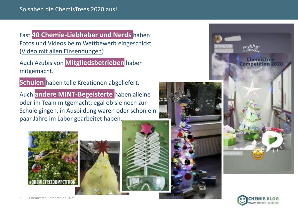 So sahen einige Kreationen aus dem Wettbewerb 2020 aus. Foto: Chemieverbände Rheinland-Pfalz