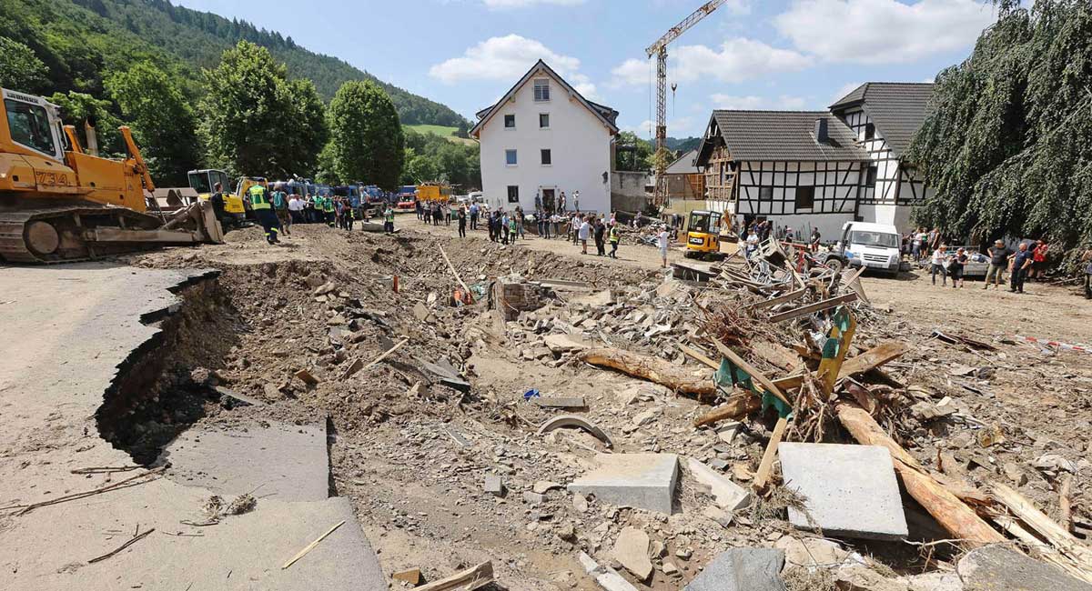 Zerstörung Der Ort Schuld im Ahrtal nach der Flutkatastrophe