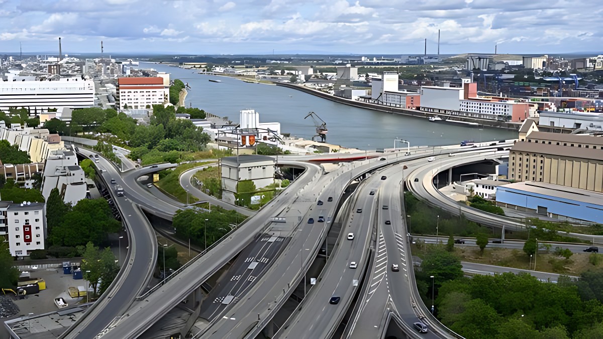 Ludwigshafen am Rhein aus der Vogelperspektive.
